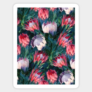 Lush Protea Botanical with Blue Green Leaves Sticker